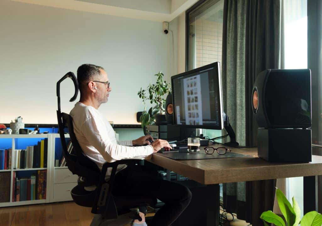 Middle,Age,Man,Working,On,Computer,At,Home.